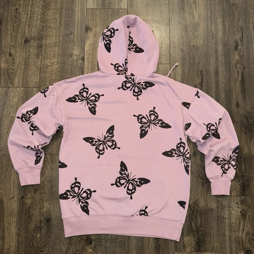 Wild Fable Women's S- M Purple & Black Butterfly Print Fleece Hoodie Grunge Y2K - Picture 11 of 14